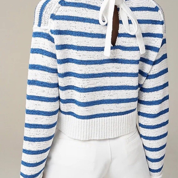 J. Crew Blue and White Crewneck Striped Sweater NWT S - Picture 2 of 6